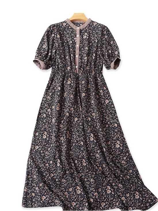 Dresses & Skirts - Floral Button-Front Maxi Dress in Black and Blush